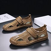 economico Sandali casual-Sandali da pescatore beige da uomo: scarpe estive casual traspiranti a punta chiusa, ideali per passeggiate all'aperto, viaggi, gite in spiaggia, tempo libero nel fine settimana e comfort quotidiano.