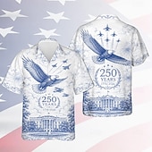 billige Patriotiske 250 Skjorter-Herre 250-årsjubileum Patriotisk Ørn Amerikansk Flagg Knapp Skjorte Kortermet Sommer Ferie Topp