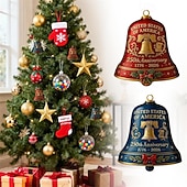 abordables Articles de fête-Lot de 2 cloches commémoratives du 250e anniversaire des États-Unis (1776-2026), décoration patriotique pour sapin de Noël, souvenir du semi-quincentenaire des États-Unis, coffret cadeau de Noël en