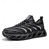 economico Sneakers Casual-Scarpe da ginnastica atletiche da uomo nere e verdi, leggere, traspiranti, con lacci, ideali per la corsa e la camminata, con ammortizzazione, perfette per jogging, allenamento in palestra, viaggi e attività quotidiana.