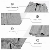 cheap Casual Shorts-Men's Shorts Summer Shorts Beach Shorts Casual Shorts Jacquard Pocket Elastic Waist Plain Comfort Breathable Knee Length Outdoor Beach Vacation Vacation Fashion Khaki Black Micro-elastic