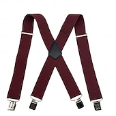  Herrhängslen med 4 klämmor, X-formade hängslen, elastiska justerbara hängslen för byxor (5 cm breda), slitstarka metallklämmor för vardagligt, formellt och utomhusbruk.