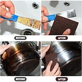cheap Kitchen Cleaning-12pcs Magic Cleaning Carborundum Sponge with 2 Handles Rust Foam Cleaning Eraser for Pots, Pans, Sink, Grill, Household Cleaning Emery Sponges for Kitchen, Bathroom