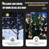 abordables Lampes d’extérieur solaires-Guirlande lumineuse solaire d'extérieur étanche, 10 m, 40 gouttes, motif papillon, avec télécommande, idéale pour décorer balcon, terrasse, jardin, mariage, Noël, chambre, fête d'été (200 LED).
