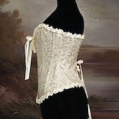 cheap Tops-Medieval Renaissance Corset Overbust Corset Noblewoman Jacquard Lace up Floral Fancy Dress Women's Royal Halloween Carnival Renaissance Fair LARP Adults' Corset Spring &amp; Summer