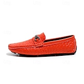 cheap Casual Loafers-Men's Yellow Croc-Embossed Bit Loafers Slip-On Lightweight Smart Casual Dress Shoes Gentleman Footwear for Parties, Banquets, Driving and Everyday Stylish Wear