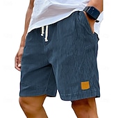 baratos Calções Estilo Casual-Homens Calção Shorts casuais Shorts de veludo cotelê Com Cordão Cintura elástica Côr Sólida Conforto Comprimento do joelho Diário Ao ar livre Streetwear Férias Moda Cáqui Preto Micro-Elástica