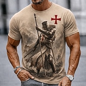  Per uomo Cavalieri Templari Croce Maglietta Manica Corta maglietta Stampa 3D Girocollo Camicia Religioso Streetwear Festa oscura Borgogna Cachi Blu scuro Tutte le stagioni Abbigliamento S M L XL XXL