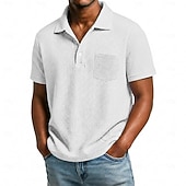 cheap Men's Classic Polo-Men's Golf Shirt Waffle Knit Polo Shirt Casual Business Classic Short Sleeve Fashion Modern Solid Color Plain Buttons Summer Spring All Seasons Regular Fit White Light Green Burgundy Navy Blue Dark