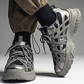 cheap Casual Sneakers-Men's White Outdoor Sneakers Lightweight Breathable Lace-Up Comfort Walking Shoes for Travel, Hiking, Daily Wear and Weekend Adventures