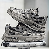 cheap Casual Sneakers-Men's White Outdoor Sneakers Lightweight Breathable Lace-Up Comfort Walking Shoes for Travel, Hiking, Daily Wear and Weekend Adventures