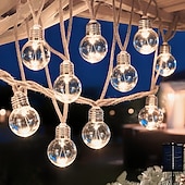 abordables Lampes d’extérieur solaires-Guirlande lumineuse solaire d'extérieur de 8 m, 16 LED, style rétro, en corde de chanvre, 8 modes d'éclairage, étanche, idéale pour villa, jardin, cour, arbre, camping, café, décoration d'ambiance de