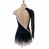 economico Abiti da Pattinaggio Artistico-Abito da pattinaggio artistico Per donna Pattinaggio sul ghiaccio Vestito Nero Patchwork Schiena aperta Elasticizzato Allenamento Competizione Vestiti da pattinaggio sul ghiaccio Classico Cristallo