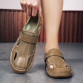 economico Sandali casual-Sandali da pescatore beige da uomo: scarpe estive casual traspiranti a punta chiusa, ideali per passeggiate all'aperto, viaggi, gite in spiaggia, tempo libero nel fine settimana e comfort quotidiano.