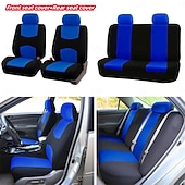 cheap Car Seat Covers-Universal Car Seat Covers Full Set, Breathable Cloth Automotive Seat Protectors with Sporty Two-Tone Design, Airbag Compatible Interior Accessories for Most Sedan, SUV, Truck, Van, 9PCS