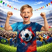 preiswerte Jungen 3D Sport &amp; Spiel-Jungen 3D Grafik Fußball Fußball-T-Shirts T-Shirt Kurzarm 3D-Druck Sommer Frühling Sport Mode Streetwear Kinder 4-12 Jahre Rundhalsausschnitt Lässig Täglich Outdoor Normale Passform