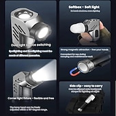 cheap Flashlights-Rechargeable Tactical Flashlights 1600 High Lumens 2 Light Sources,6 Modes, 90 Degree Rotating,Waterproof Working Light with Magnetic Base for Home Emergency, Outdoor, Camping