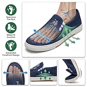 cheap Slip-On Casual Shoes-Men's Blue Slip-On Canvas Loafers – Lightweight Breathable Comfort Shoes, Minimalist Casual Walking Flats for Travel, College, Outdoor and Everyday Wear