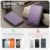 baratos Capas para iPhone-Carteira magnética para iPhone 17, 16, 15, 14, 13 Pro Max e Plus, compatível com MagSafe, com bloqueio RFID, feita em couro PU e fecho magnético. Possui um compartimento fino e removível para cartões