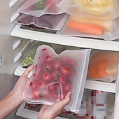 abordables Ustensiles et gadgets de cuisine-Lot de 8 sacs de conservation en silicone réutilisables, à fermeture automatique, parfaits pour les fruits, les légumes, les sandwichs et la viande – la solution idéale pour organiser votre