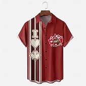 お買い得  フラグパターン-Canada Day Men's Maple Leaf Beaver National Flag Shirt Summer Shirt Button Up Shirt Short Sleeve Patriotic Outdoor Holiday Summer Spring Turndown 3D Print Collared Shirts Front One Pocket Black Pink