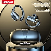 halpa TWS Todelliset langattomat kuulokkeet-Lenovo ThinkPlus langattomat urheilunappikuulokkeet, Bluetooth 5.3 -kuulokkeet korvakoukuilla, TWS-kuulokkeet LED-digitaalisella akkunäytöllä, sisäänrakennettu mikrofoni, hikoilunkestävät