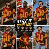 ieftine Tricouri sport și de sală-Cupa de fotbal 2026 Bărbați Grafic numeric Spania Tricou Tricouri din jerseu Manșon scurt Tricou Tipărire 3D În V Cămașă Sport Stil de strada Sport exterior Ziua meciului Fotbal Roșu 4 Roșu 3 Roșu 5