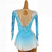 abordables Robes de Patinage Artistique-Robe de patinage artistique Femmes Fille Patinage Robe Tenues Violet Blanche Jaune Patchwork Spandex Maille Dentelle Haute Élasticité Compétition Tenue de Patinage cristal pailleté manche longue