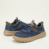 economico Scarpe Casual con Lacci-Sneakers casual da uomo in denim blu, stringate, leggere e comode, scarpe basse alla moda per tutti i giorni, viaggi, uscite del fine settimana e stile smart casual.