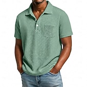 cheap Men's Classic Polo-Men's Golf Shirt Waffle Knit Polo Shirt Casual Business Classic Short Sleeve Fashion Modern Solid Color Plain Buttons Summer Spring All Seasons Regular Fit White Light Green Burgundy Navy Blue Dark