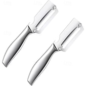 cheap Fruit &amp; Vegetable Tools-1/2pcs Stainless Steel Fruit Peeler Knives, Easy &amp; Effortless Sugarcane, Pineapple &amp; Melon Peeling, Ergonomic Handle, Sharp Forged Blades, Kitchen Essential Gadget