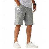  Voor heren Korte broek Linnen korte broek Zomer korte broeken Casual korte broek Trekkoord Elastische taille Effen Lichtgewicht Ademend Knielengte Dagelijks Buiten Feestdagen Vakantie Modieus blauw
