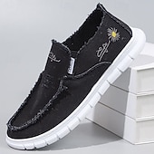 Χαμηλού Κόστους Slip-On Καθημερινά Παπούτσια-ανδρικά λευκά φθαρμένα slip-on παπούτσια – αναπνεύσιμα, ελαφριά, casual καμβατέ μοκασίνια, ξεφτισμένα street style φλατ παπούτσια για περπάτημα για το καλοκαίρι, τα ταξίδια και την καθημερινή μόδα.