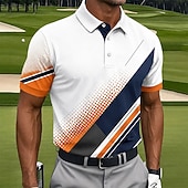 halpa Miesten golfpoolopaita-Miesten Geometrinen Golf Urheilu poolopaidat Lyhythihainen Poolopaidat Kauluspaidat Vapaa-aika Urheilu- ja treenivaatteet Arki-asut 3D-tulostus Napit Kevät kesä Sininen Laivaston sininen Oranssi
