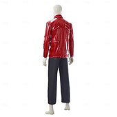 preiswerte Herrenkostüme-Popstar der 80er Sänger Kostüm mit roter Jacke Ausgefallene Kostüme Musik- und Bühnenikonen Retro Vintage 1980er for Herren Erwachsene Halloween Karneval Buchwoche Party Leistung Symphonie der