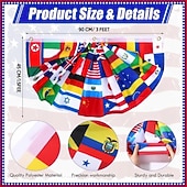  3/6 piezas de banderines plisados de 48 países para decoración de la Copa Mundial de Fútbol 2026, banderines, decoración de banderas de países en forma de semicírculo para el día del partido de fútbol