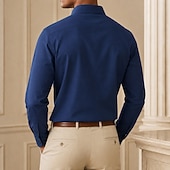 economico Camicie eleganti da uomo-camicia da uomo in misto lyocell, camicia elegante blu navy