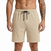 cheap Casual Shorts-Men's Shorts Summer Shorts Beach Shorts Casual Shorts Jacquard Pocket Elastic Waist Plain Comfort Breathable Knee Length Outdoor Beach Vacation Vacation Fashion Khaki Black Micro-elastic