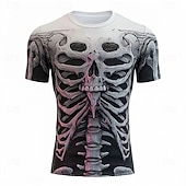 cheap Skull &amp; Bone-Men's Skull Bone T Shirt Short Sleeve T shirt 3D Print Crew Neck Shirt Gothic Street Dark Party White 1 Black White All Seasons Clothing Apparel S M L XL XXL XXXL