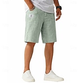  Voor heren Korte broek Linnen korte broek Zomer korte broeken Casual korte broek Trekkoord Elastische taille Effen Lichtgewicht Ademend Knielengte Dagelijks Buiten Feestdagen Vakantie Modieus blauw