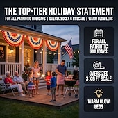  LED podsvícený vlastenecký banner s vlajkou USA, skládaná fanouškovská vlajka k 250. výročí založení, 3x6 stop