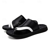 cheap Men's Slippers &amp; Flip-Flops-Men's Black Toe Post Sandals Open-Toe Lightweight Comfort Summer Footwear for Beach Vacation, Resort Travel, Daily Leisure and Warm Weather Wear