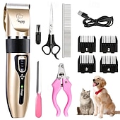 cheap Hair Care-Electric pet grooming scissors, electric pet shaving tools electric razor Hair clippers Nail clippers 4 replaceable guide combs Scratch sharpener Charging cable