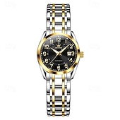 economico Orologi al quarzo-Orologio da donna Olevs, cinturino in acciaio inossidabile argentato, quadrante nero, numeri arabi, orologio analogico al quarzo con datario, impermeabile, orologio elegante da donna.