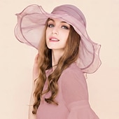 voordelige Feesthoeden-hoed Organza Zomerhoed Slappe hoed Bruiloft Elegant Romantisch Dame Met Strik Helm Hoofddeksels