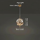 abordables Éclairages pour îlot-Lustre en métal et cristal gypsophile, suspension LED design globe, luminaire suspendu de style nordique luxueux et moderne, barre lumineuse créative pour chambre, chevet ou bureau.
