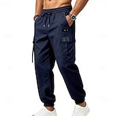 economico Pantaloni cargo-Per uomo Pantaloni Cargo Joggers Pantaloni Coulisse Elastico in vita Multi-tasche Tinta unica Antivento Comodità Quotidiano All'aperto Ferie Streetwear Elegante Cachi Nero Inelastico