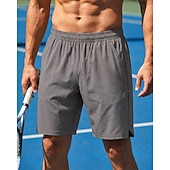 Недорогие Мужские шорты-Men's Solid Colored Sports Shorts Tennis Shorts Pocket Elastic Waist Sporty Quick Dry Stretchy Moisture Wicking Breathable Tennis Golf Running Shorts Black Army Green Light Grey Tennis Clothing