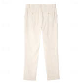  Pantalones de vestir de lino para hombre, plisados, de corte relajado – pantalones casuales ligeros de verano, de pierna ancha y corte recto, disponibles en marrón, azul marino y beige.