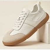 cheap Casual Lace-Up Shoes-Men's White Casual Sneakers Lace-Up Lightweight Comfort Walking Shoes Minimalist Low Top Footwear for Daily Wear, Travel, Weekend Outings and Smart Casual Style
